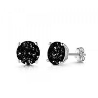 Ohrstecker rund schwarz 4mm Silber 925 mit Zirkonias