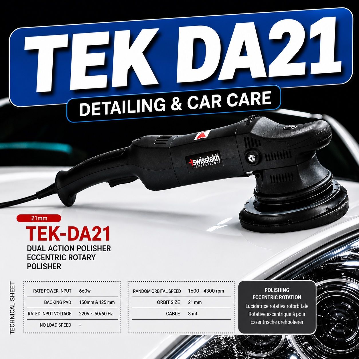 Tutti gli attrezzi: LUCIDATRICE ROTORBITALE - TEK-DA21 - Detailing e Car Care – Nuovo e nell'imballaggio originale da Cadempino venduto da Tek.Pro.AG