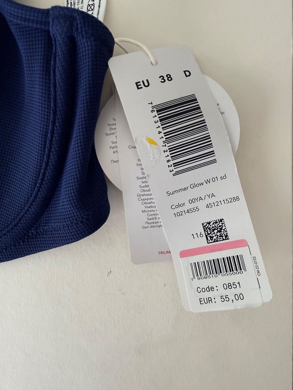 Triumph Costumi da bagno & Bikini: TRIUMPH, Bikini-Top SUMMER GLOW, Grösse 38D, Dunkelblau – Nuovo e nell'imballaggio originale da Rudolfstetten venduto da gst_g7xl 1