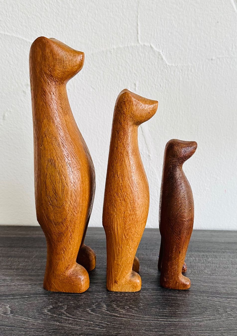 Statuette: 3 Erdmännchen vintage, Holz evtl. danish – Usato da Zürich venduto da brazerola 2