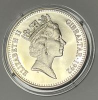 2.8 ECUs / 2 Pounds - Elizabeth II - Gibraltar - 1992
