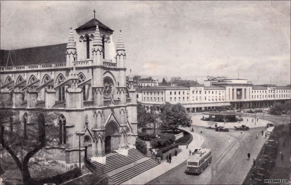 Cartoline postali: Genf // Eglise Notre-Dame Cornavin 1955 – Usato da Basel venduto da intermezzo12