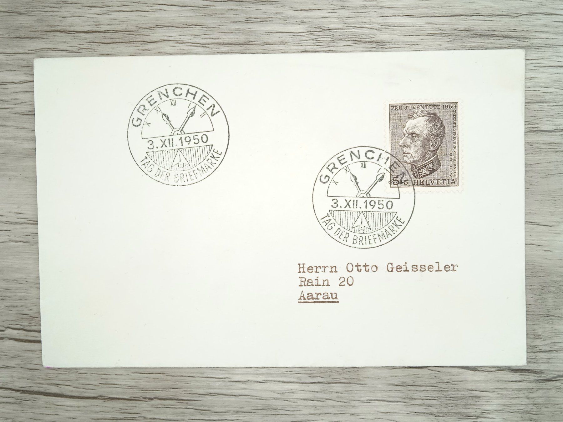 Alle Briefmarken: TR70 Enveloppe + Timbre Suisse 1950 – Gebraucht aus Cousset von Patrick_Collections