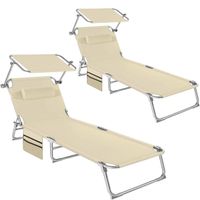 2er Set Sonnenliege 4-stufig mit Kopfpolster VELORA