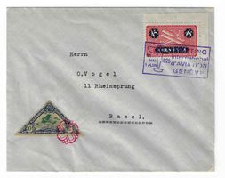 1925 Brief int. Flugmeeting Genf mit 1 Vignette nach Basel