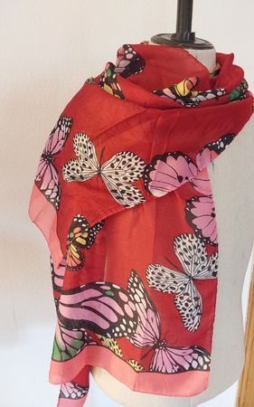 Schal Foulard Polyester Motiv Schmetterlinge