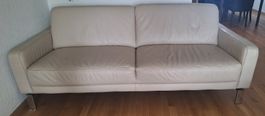 Echtleder Sofa 3-4 Sitzer creme/beige – sehr gepflegt