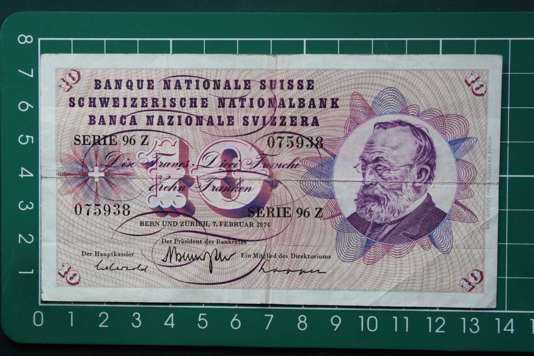 Banconote: gottfried keller banknote 10 franken 1974 – Usato da Laupen BE venduto da Gufi57
