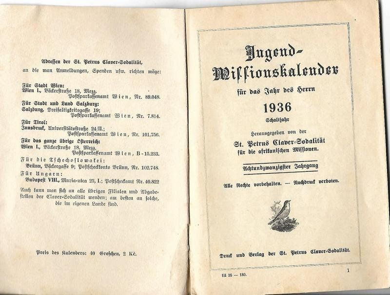 Calendari: Missionskalender 1936 – Usato da Mörschwil venduto da antiksalon21 3