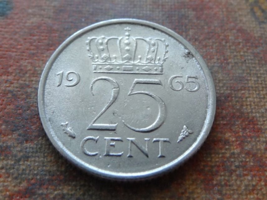 Tutti le monete: PAYS-BAS Nederland 25 Cent 1965 – Usato da Romanel-sur-Lausanne venduto da Swift13