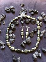Edelmodeschmuck-Set Halskette kurz, Ohrh.,  mit Edelsteinen