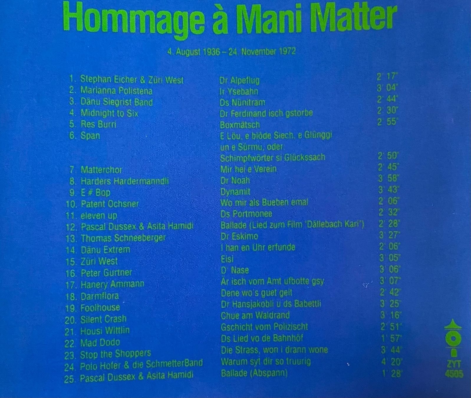 CDs: Hommage à Mani Matter CD Matter Rock – Gebraucht aus Luzern von Lycka 1