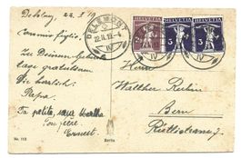 Ansichtsk 22.II.19 mit Tell Marken Nr.124II / Delemont–Bern