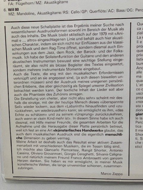 Dischi in vinile: Marco Zappa – Usato da Aarwangen venduto da Jukebox3 5