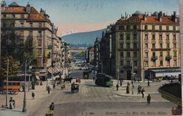 GENÈVE - Rue du Mont-Blanc - Trams - Calèches - 1911