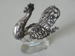 RAR: antiker 800 Silber Figur / Salzstreuer in Hahn Form