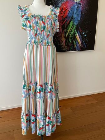 Sommerkleid bunt gestreift - Rüschen Gr. XL