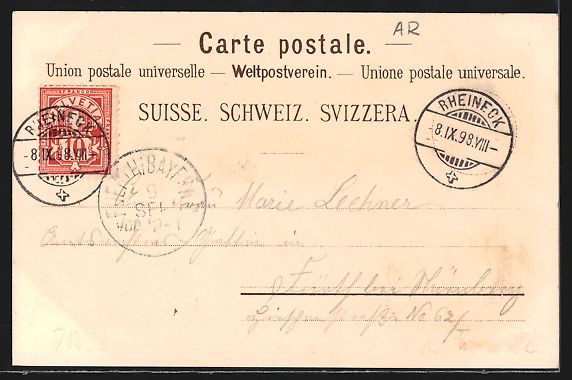 Cartoline postali: Litho Walzenhausen, Drahtseilbahn nach R – Usato da Berlin venduto da bartko-reher 1