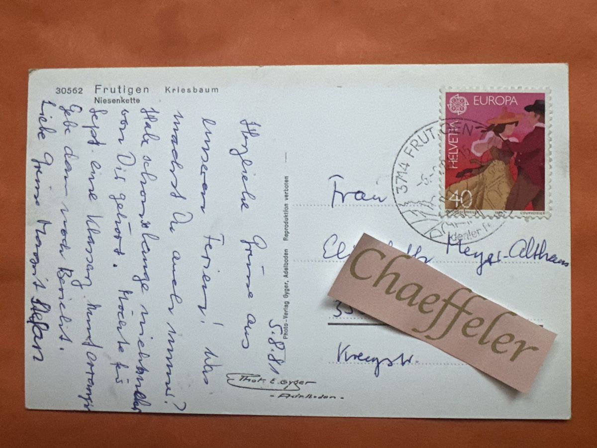 Ansichtskarten: 1981 30562 Frutigen Kreisbaum. Niesenkette – Gebraucht aus Zürich von Chaeffeler 1