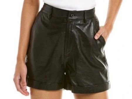ba&sh ULRIC Leder-Shorts, Schwarz, Gr. 2 , neu mit Etikett