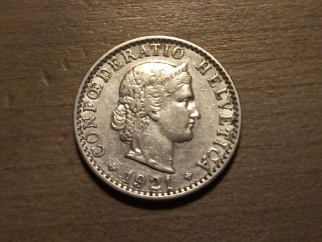 Toutes les monnaies: 20 Rappen 1921 – D'occasion à Zürich par Hofzgee 1