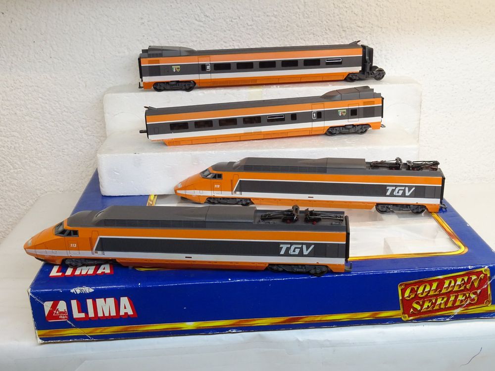 Lot Train TGV Orange Lima échelle HO - Locomotive Et Voitures, Analogique, Occasion Non Testé