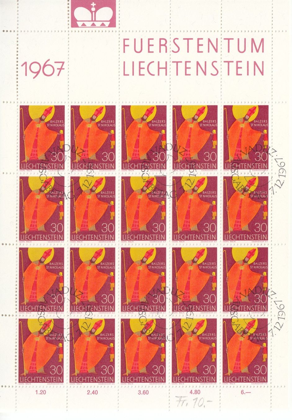 Tutti i francobolli: LBK 422 - 430 Bogen mit ET – Usato da Bürglen TG venduto da StampGraf 3