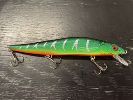Wobbler 13 cm - 20g Hecht Zander Köder grün orange silber