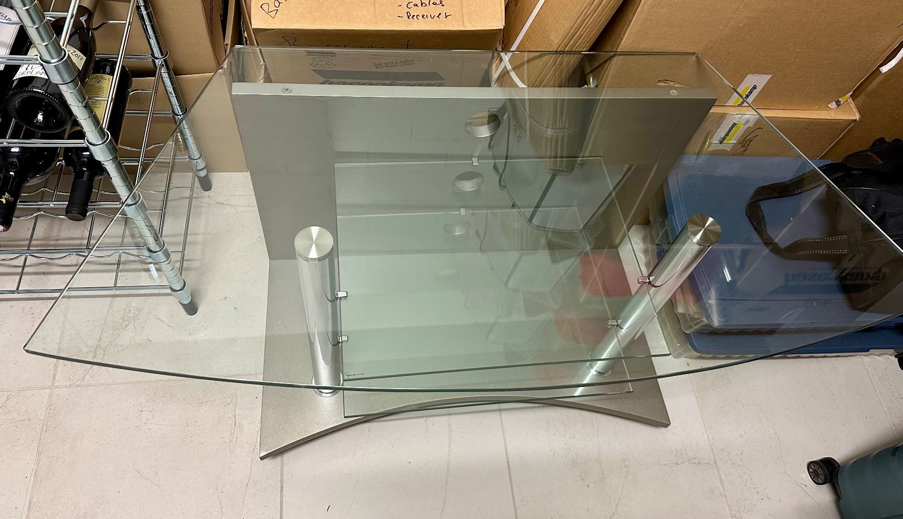 Mobili TV: moderner TV-Rack aus Glas und Metall – Usato da Rüschlikon venduto da sim_sw7t 3