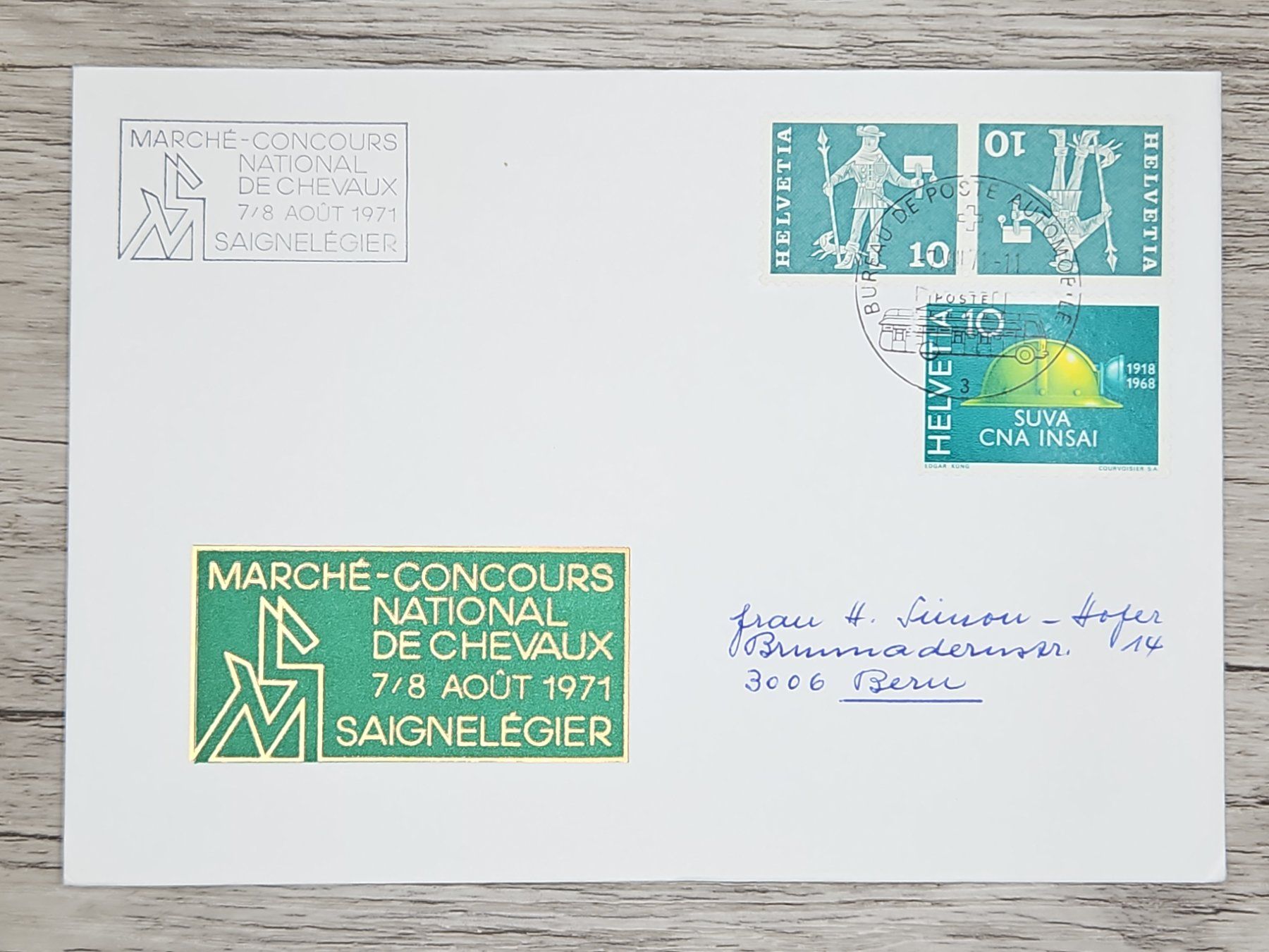 Tutti i francobolli: CL17 Enveloppe + Timbre Suisse 1971 – Usato da Cousset venduto da Patrick_Collections