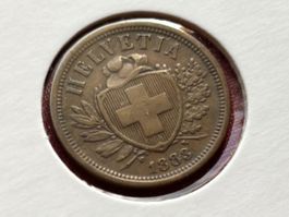 Schweiz 2 Rappen 1883 vzgl Schild mit Freiheitshut