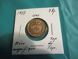 2 Rp 1933 Unz. Pièce magnifique  Top du Top qualité
