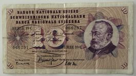 10 Franken Noten 21. Januar 1965 Serie 39 C