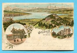 Gruss vom Uetliberg bei Zürich 1899 mit Rest. Uto Kulm