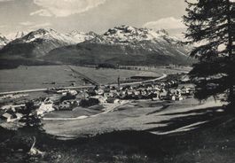 Originale alte Ansichtskarte von Samedan mit Bernina!