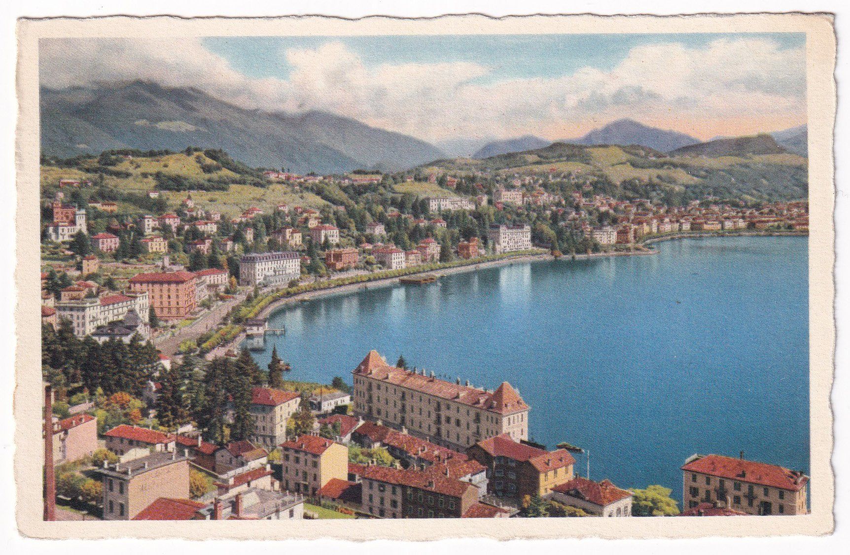 Ansichtskarten: Lugano Paradiso Panorama generale  1951 – Gebraucht aus Cormoret von Pascalll2001