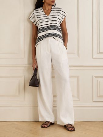 M Missoni Boucle Black White Tribal Striped Top 
