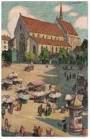 Basel, Barfüsserplatz, Münster, Künstlerkarte, gelaufen 1931