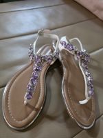 Sandali infradito donna bianchi con strass viola taglia 36