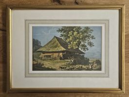 Lithografie nach Peter Birmann – Bauernhaus Aargau