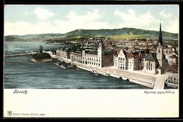 AK Zürich, Panorama gegen Üetliberg