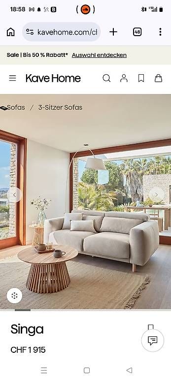Sofas: Kave Home Sofa, Modell Singa, 3 Sitze, beige – Gebraucht aus Gümligen von sale3001