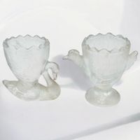 2x Coquetiers Cygne et Poule Verre Vintage