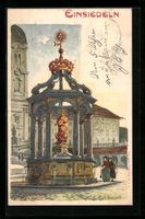 Einsiedeln, Partie am Brunnen, 1899