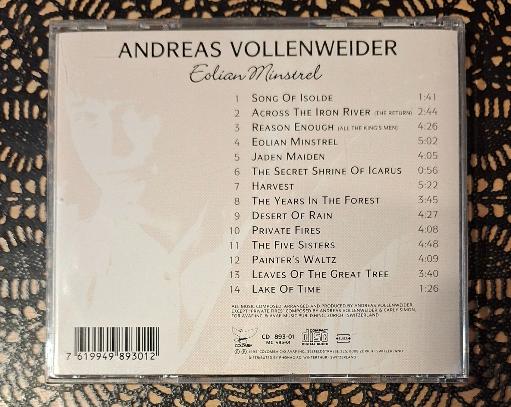 CD: Andreas Vollenweider - Eolian Minstrel, CH Pop CD 1995 – Usato da Schönenberg TG venduto da Gregolino76 1