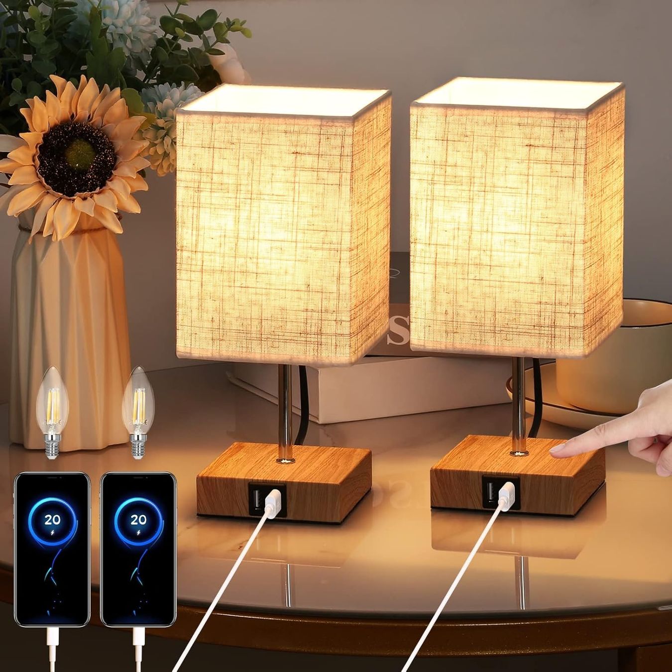 Lampade: 2er Set Nachttischlampe Touch Dimmbar – Nuovo e nell'imballaggio originale da Nuglar venduto da SaleRitter 1