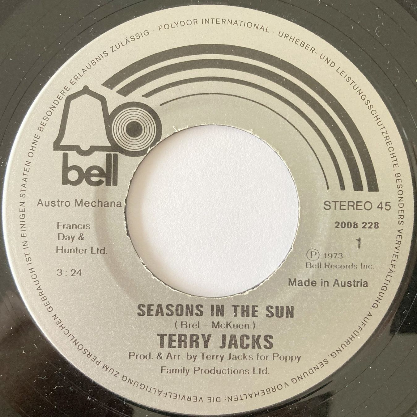 Dischi in vinile: TERRY JACKS - SEASONS IN THE SUN – Usato da Bottens venduto da hotter-than-hell 2