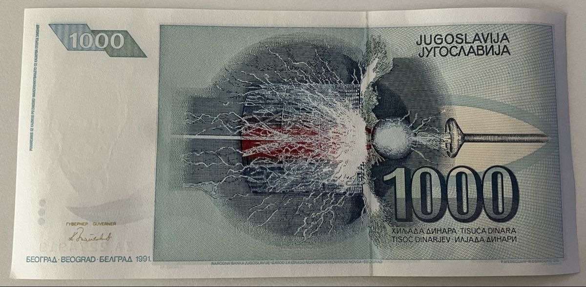 Banknoten: Jugoslawien 1000 Dinara 1991 Replacement – Neu (gemäss Beschreibung) aus Algetshausen von Carrhard 1