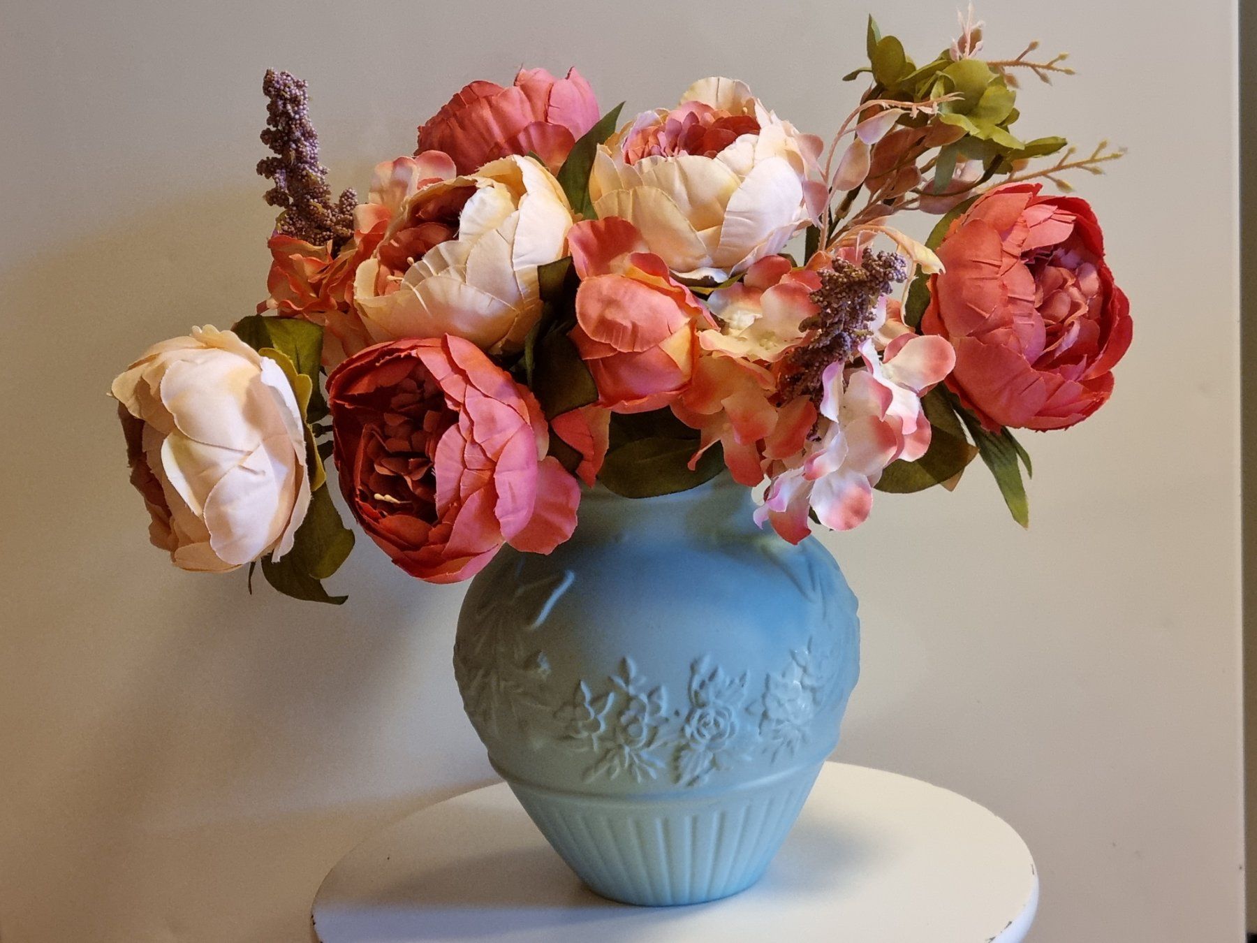 Vasi & Recipienti: Vintage Vase Relief Blüten hellblau 20cm – Usato da Scharnachtal venduto da devin03 2