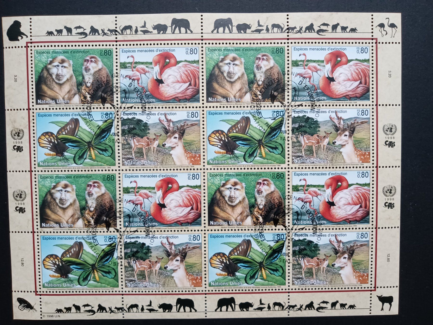 Tutti i francobolli: UNO Genf 1998 Kleinbogen Nr. 337 - 340 ET – Usato da Sissach venduto da eriluz